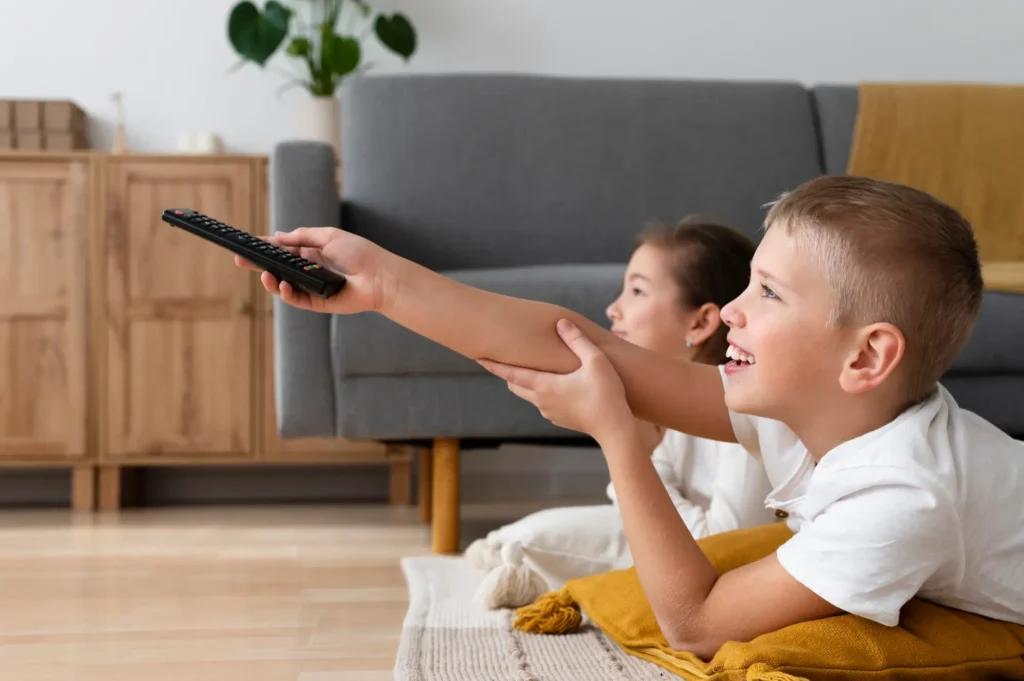 Children watching TV